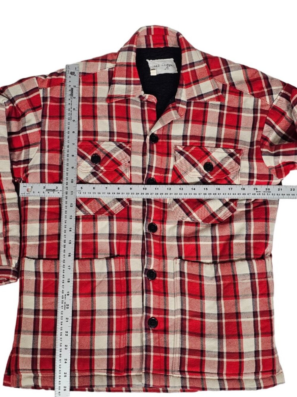 Greg Lauren Plaid Sherpa Lined Boxy Overshirt Mens Size 1 Red